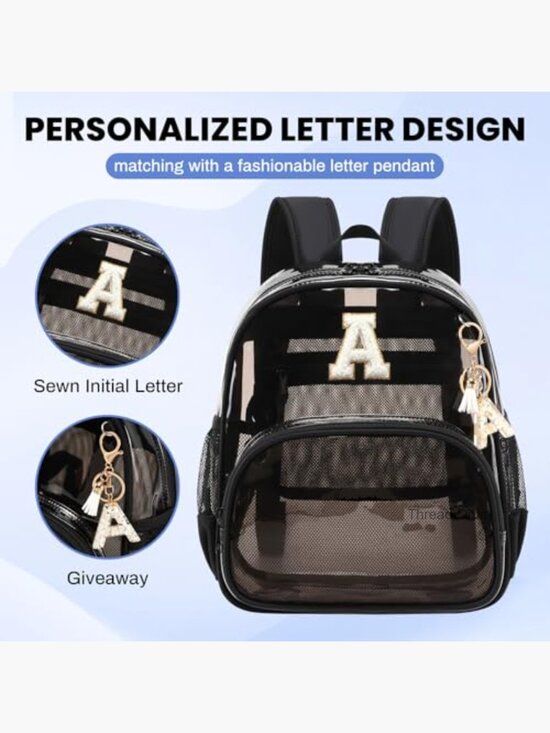 Clear Backpack Stadium Approved 12x6x12 Transparent Bookbag for Women with main image 3